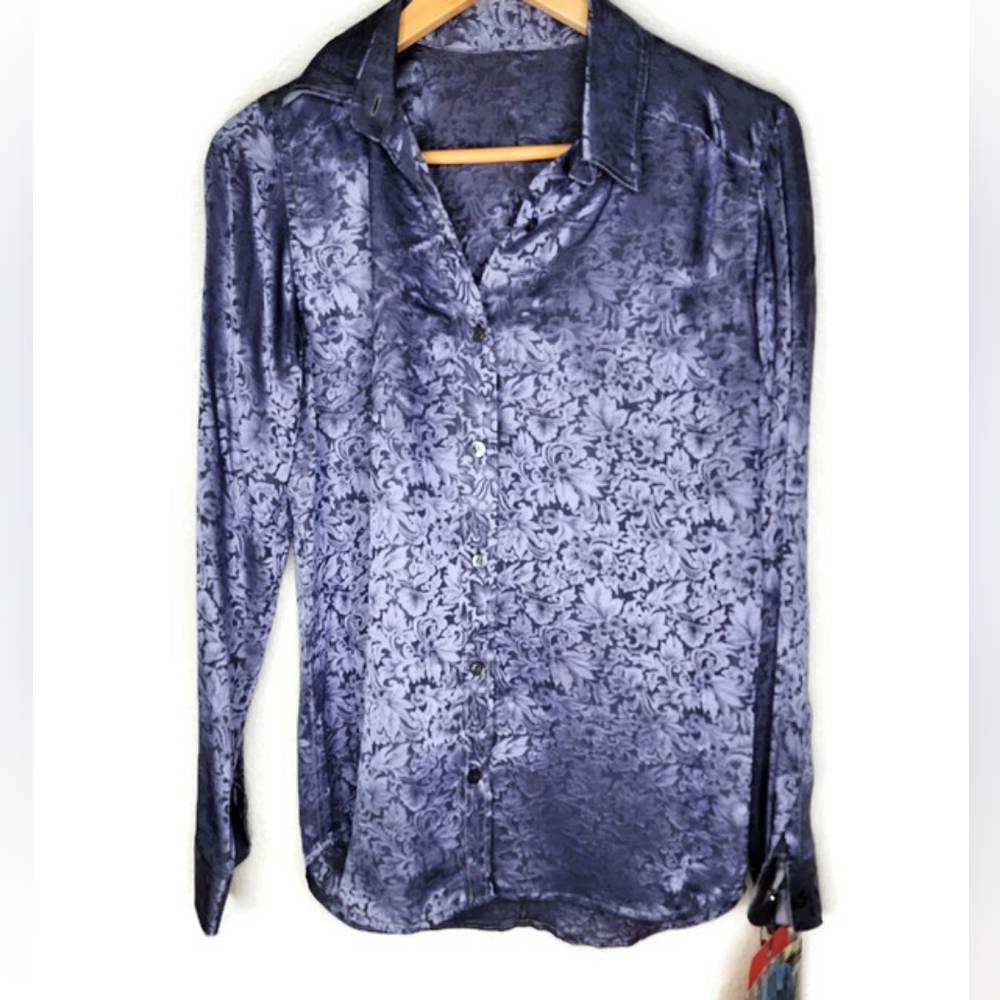 Worn on TV Custom Made Purple Jacquard Shirt Size 8